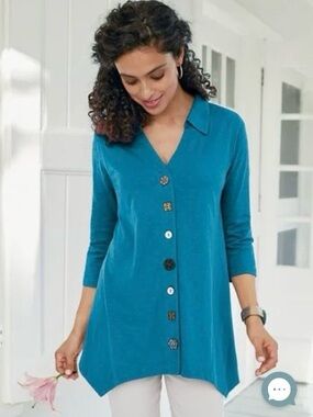 Soft Surroundings - Danielle Button 3/4 Sleeve Tunic (Style Number: 2FV21)